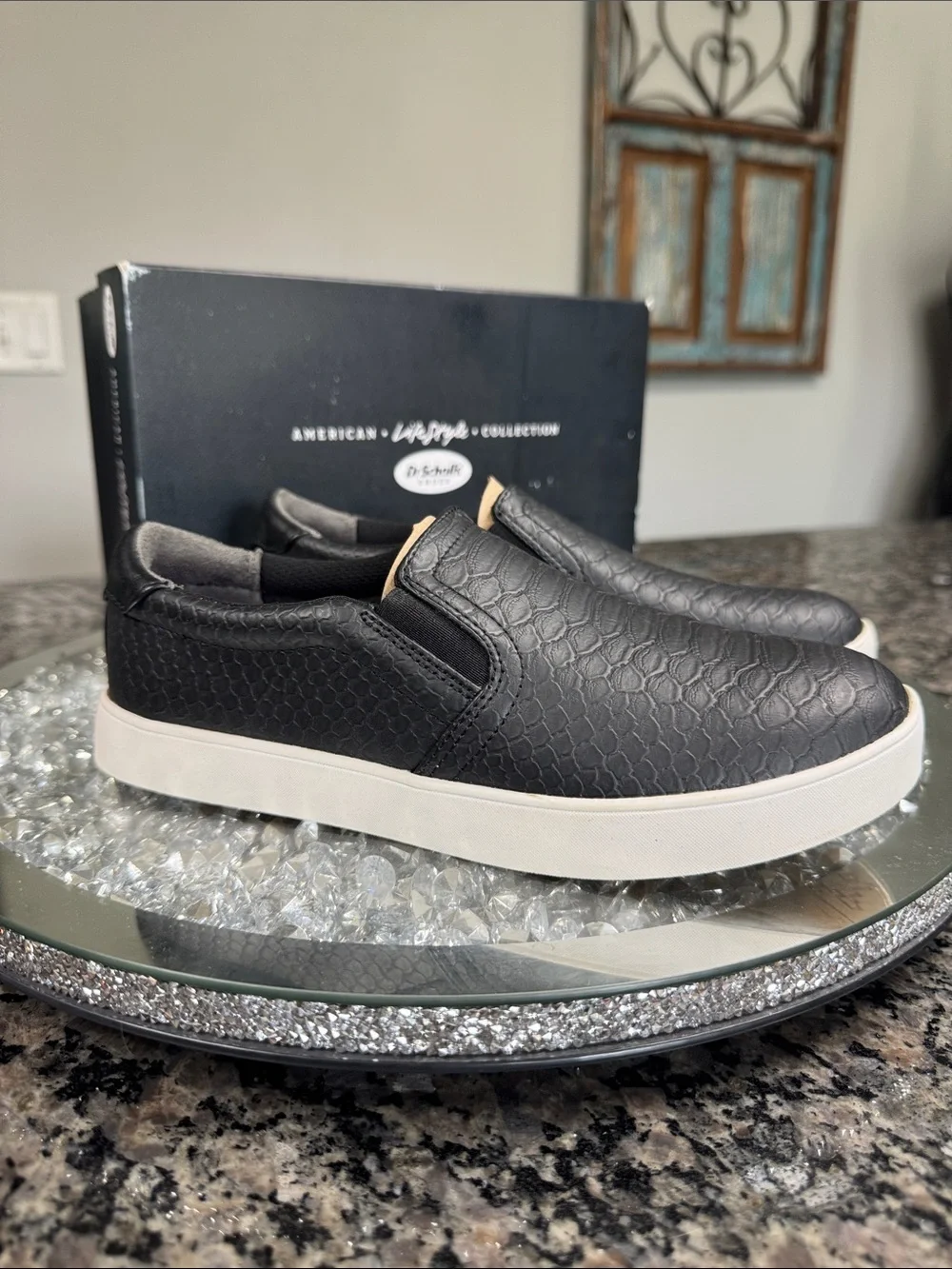 Dr. Scholl's Black Slip-On Loafers with White Sole